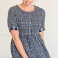 Navy Gingham Faux Button Up Midi Dress - FINAL SALE Dresses