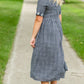 Navy Gingham Faux Button Up Midi Dress - FINAL SALE Dresses