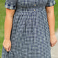 Navy Gingham Faux Button Up Midi Dress - FINAL SALE Dresses