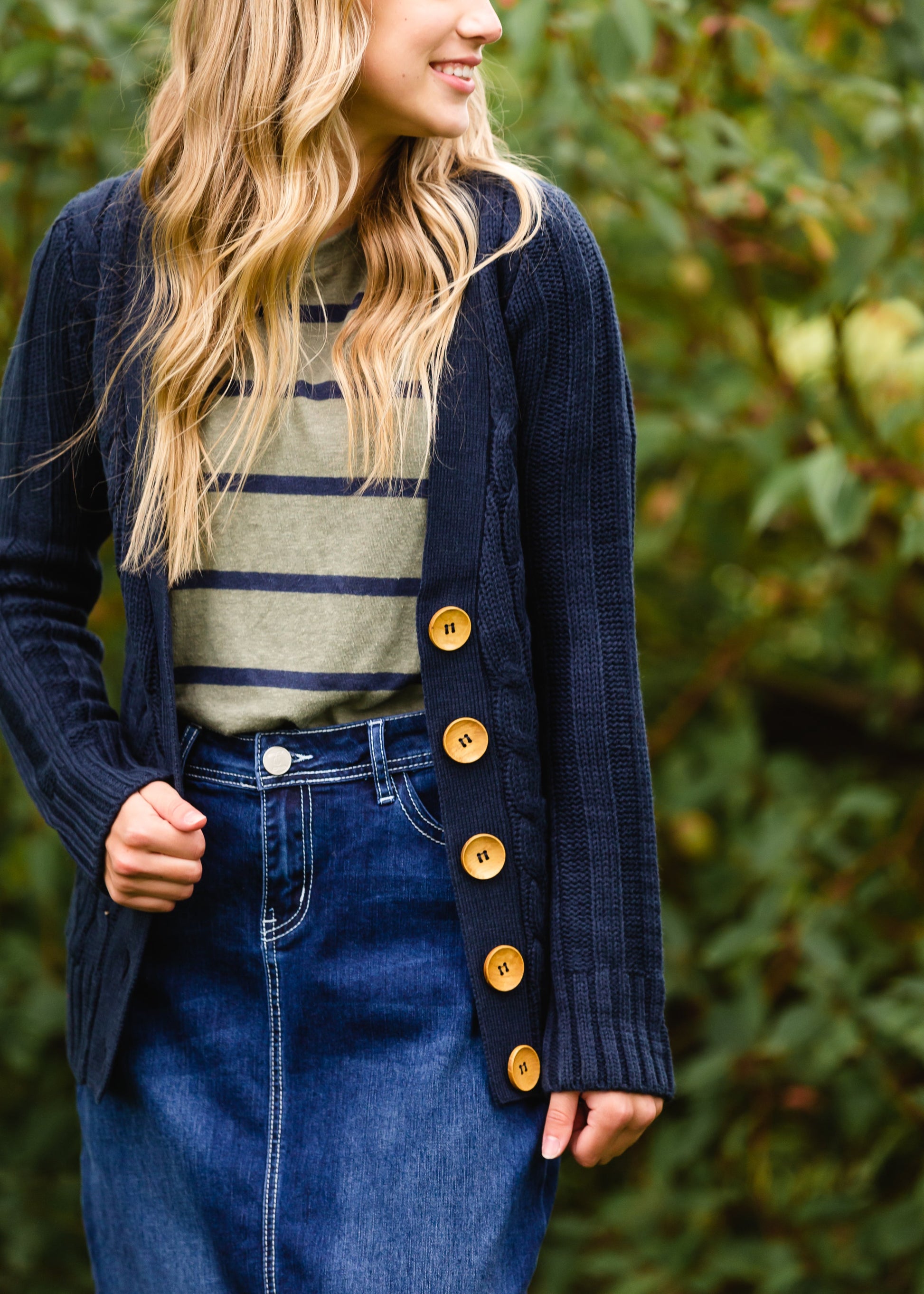 Navy Knitted Cardigan Jacket - FINAL SALE Tops
