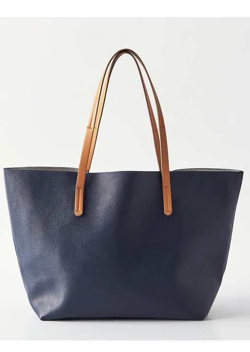 Navy Leather Tote Accessories Boon Supply