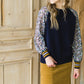 Navy Mixed Knit Floral Top - FINAL SALE Tops