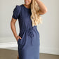 Navy Polka Dot Knit Midi Dress Dresses