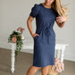 Navy Polka Dot Knit Midi Dress Dresses