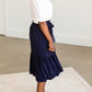 Navy Ruffle Tie Waist Midi Skirt - FINAL SALE Skirts