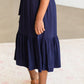 Navy Ruffle Tie Waist Midi Skirt - FINAL SALE Skirts