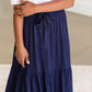 Navy Ruffle Tie Waist Midi Skirt - FINAL SALE Skirts