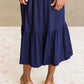 Navy Ruffle Tie Waist Midi Skirt - FINAL SALE Skirts