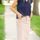 Navy Sleeveless Pleated Ruffle Top Tops VOY