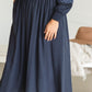 Navy Smocked Embroidered Midi Dress - FINAL SALE Dresses
