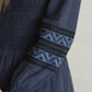 Navy Smocked Embroidered Midi Dress - FINAL SALE Dresses