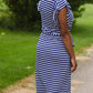 Navy Stripe Ruffle Sleeve Midi Dress - FINAL SALE Dresses