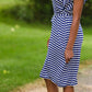 Navy Stripe Ruffle Sleeve Midi Dress - FINAL SALE Dresses