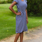 Navy Stripe Ruffle Sleeve Midi Dress - FINAL SALE Dresses