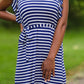 Navy Stripe Ruffle Sleeve Midi Dress - FINAL SALE Dresses