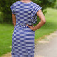 Navy Stripe Ruffle Sleeve Midi Dress - FINAL SALE Dresses