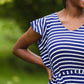 Navy Stripe Ruffle Sleeve Midi Dress - FINAL SALE Dresses
