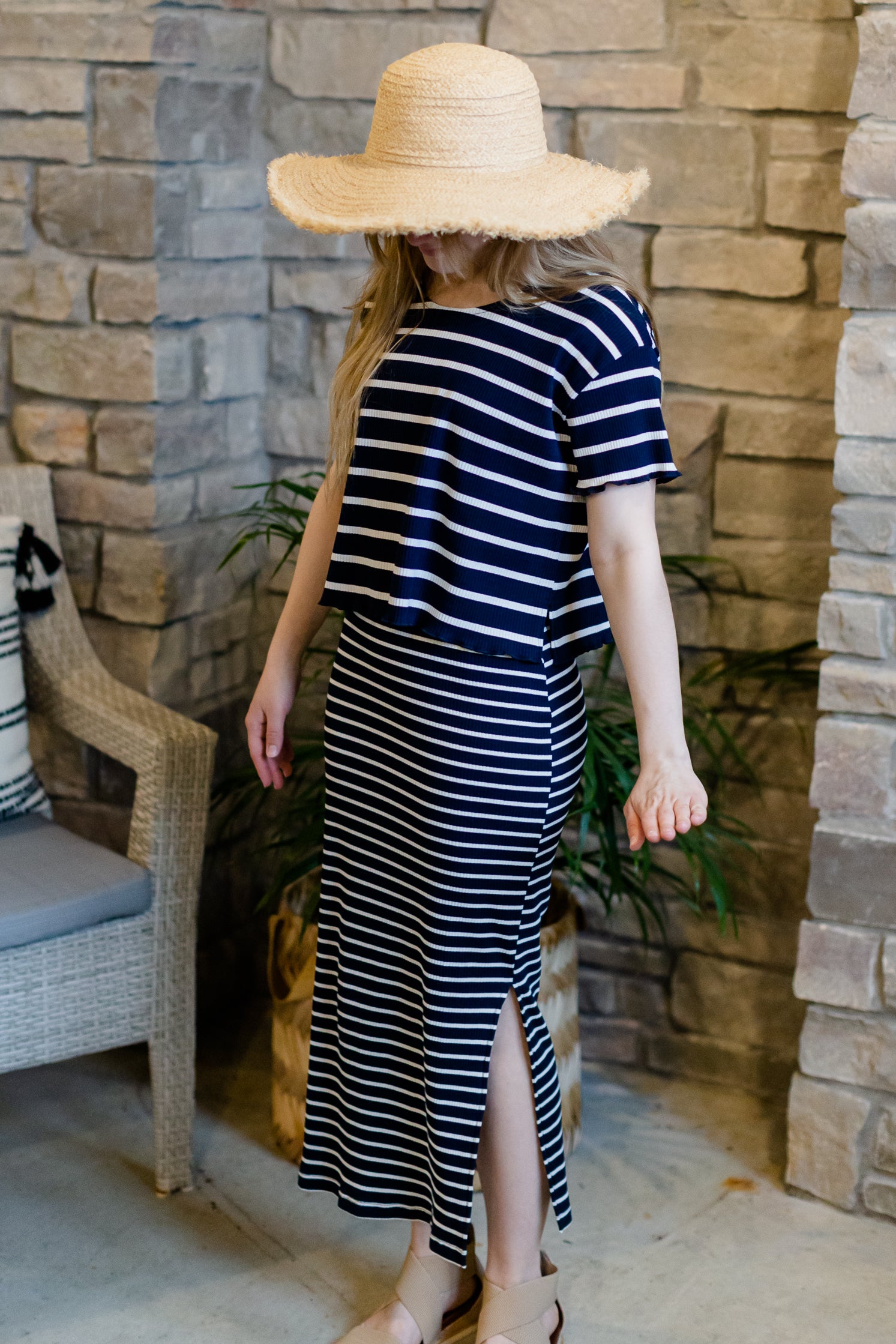 Navy Striped Knit Top and Dress Set - FINAL SALE Dresses