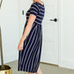 Navy Striped Midi Dress With Pockets Dresses