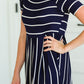 Navy Striped Midi Dress With Pockets Dresses