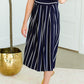 Navy Striped Midi Dress With Pockets Dresses