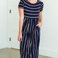 Navy Striped Midi Dress With Pockets Dresses