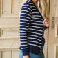 Navy Striped Snap Button Cardigan - FINAL SALE Tops