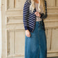 Navy Striped Snap Button Cardigan - FINAL SALE Tops