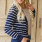 Navy Striped Snap Button Cardigan - FINAL SALE Tops