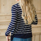 Navy Striped Snap Button Cardigan - FINAL SALE Tops