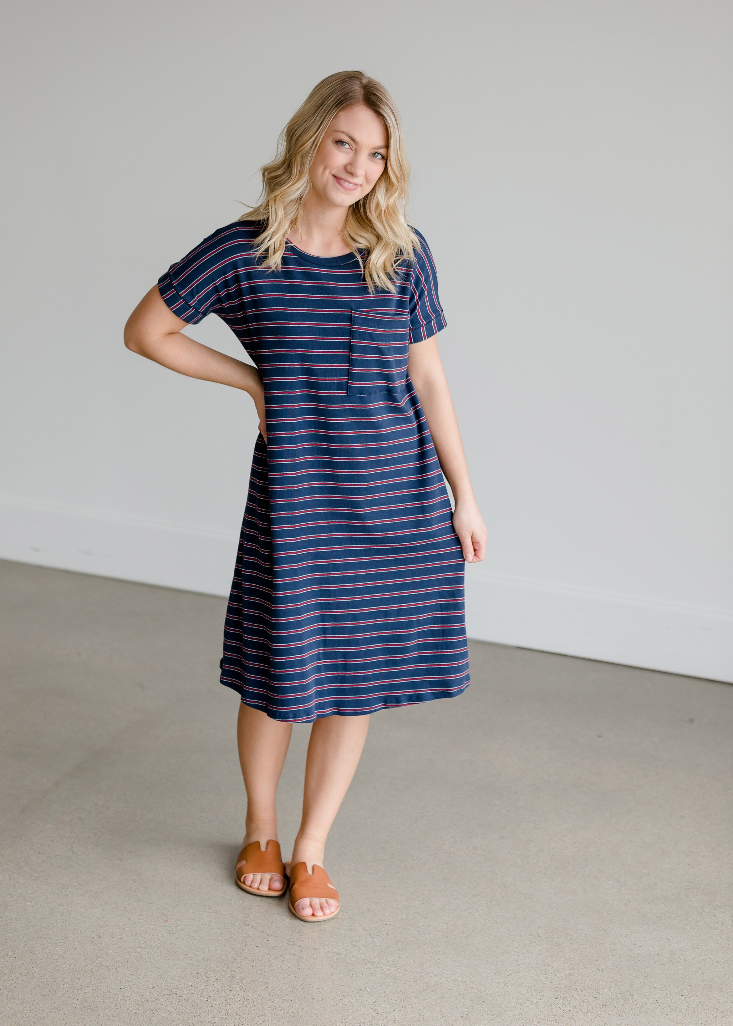 Navy Striped Tee Shirt Dress FINAL SALE Inherit Co
