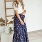 Navy Striped Tiered Midi Skirt Skirts