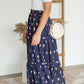 Navy Striped Tiered Midi Skirt Skirts