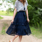 Navy Swiss Dot Tiered Midi Skirt - FINAL SALE Skirts
