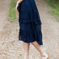 Navy Swiss Dot Tiered Midi Skirt - FINAL SALE Skirts