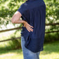 Navy V-Neck Button Down Top Tops
