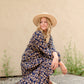 Navy V-Neck Floral Paisley Print Long Sleeve Dress Dresses Hayden