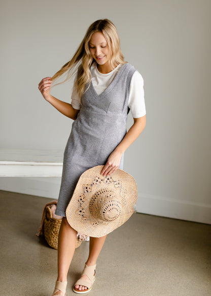 Navy V-Neck Jumper Midi Dress - FINAL SALE Dresses