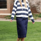 Navy & White Striped Hooded Sweatshirt Shirt