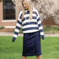 Navy & White Striped Hooded Sweatshirt Shirt