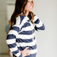 Navy & White Striped Hooded Sweatshirt Shirt Thread & Supply