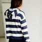 Navy & White Striped Hooded Sweatshirt Shirt Thread & Supply