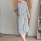 Navy & White Striped Midi Dress with Balloon Sleeves Dresses Hailey & Co