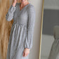 Navy & White Striped Midi Dress with Balloon Sleeves Dresses Hailey & Co