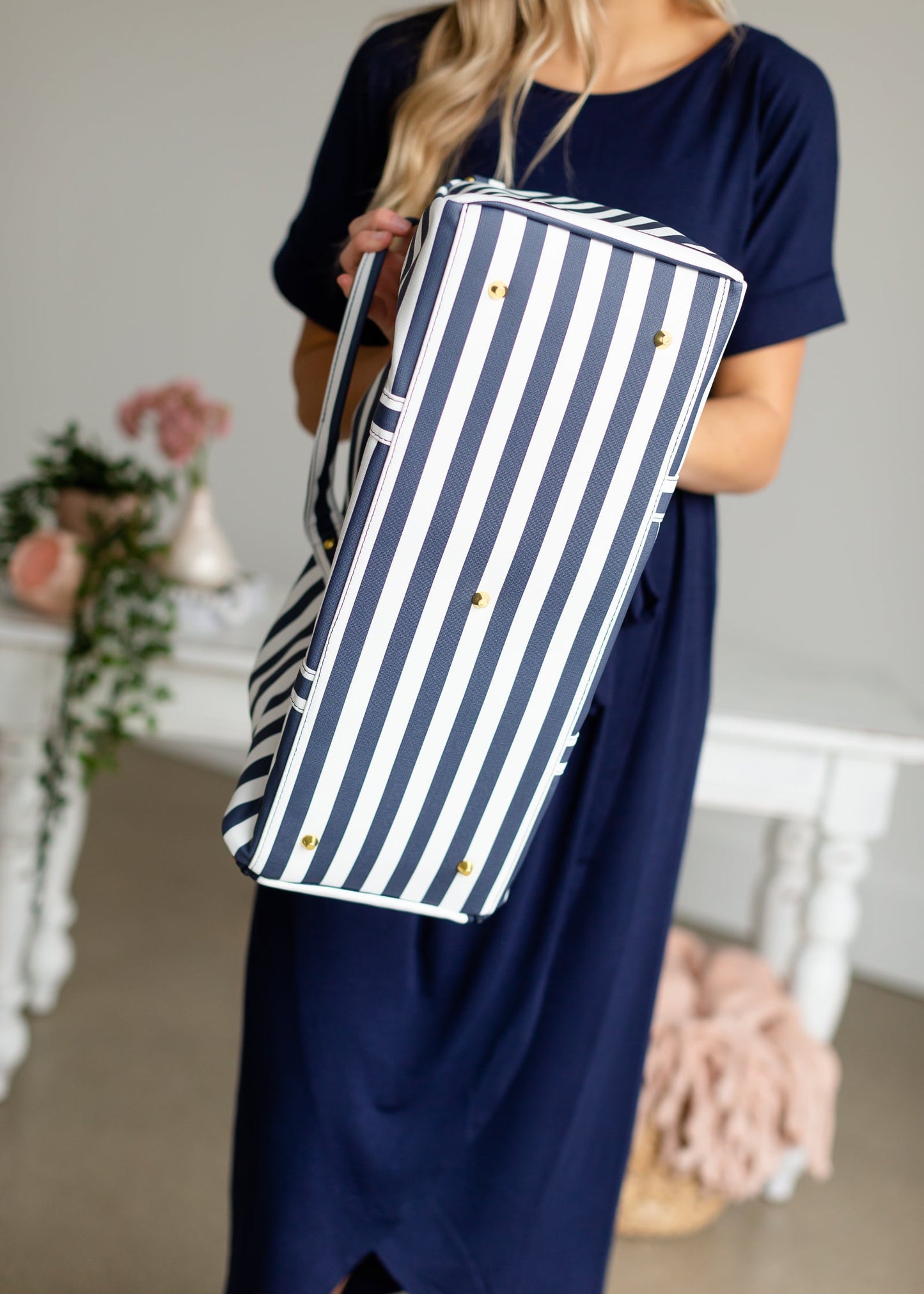 Navy + White Striped Weekender Duffle Bag - FINAL SALE Accessories