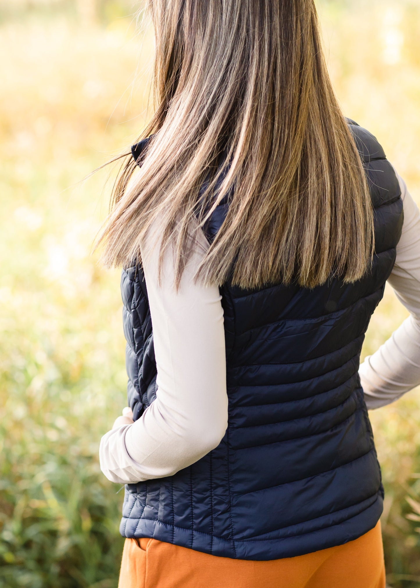 Navy Zip Up Padded Vest - FINAL SALE Tops