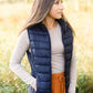 Navy Zip Up Padded Vest - FINAL SALE Tops