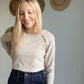 Neutral Button Detail Knit Top Tops Doe and Rae
