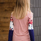 Neutral Floral Color Block Top Tops