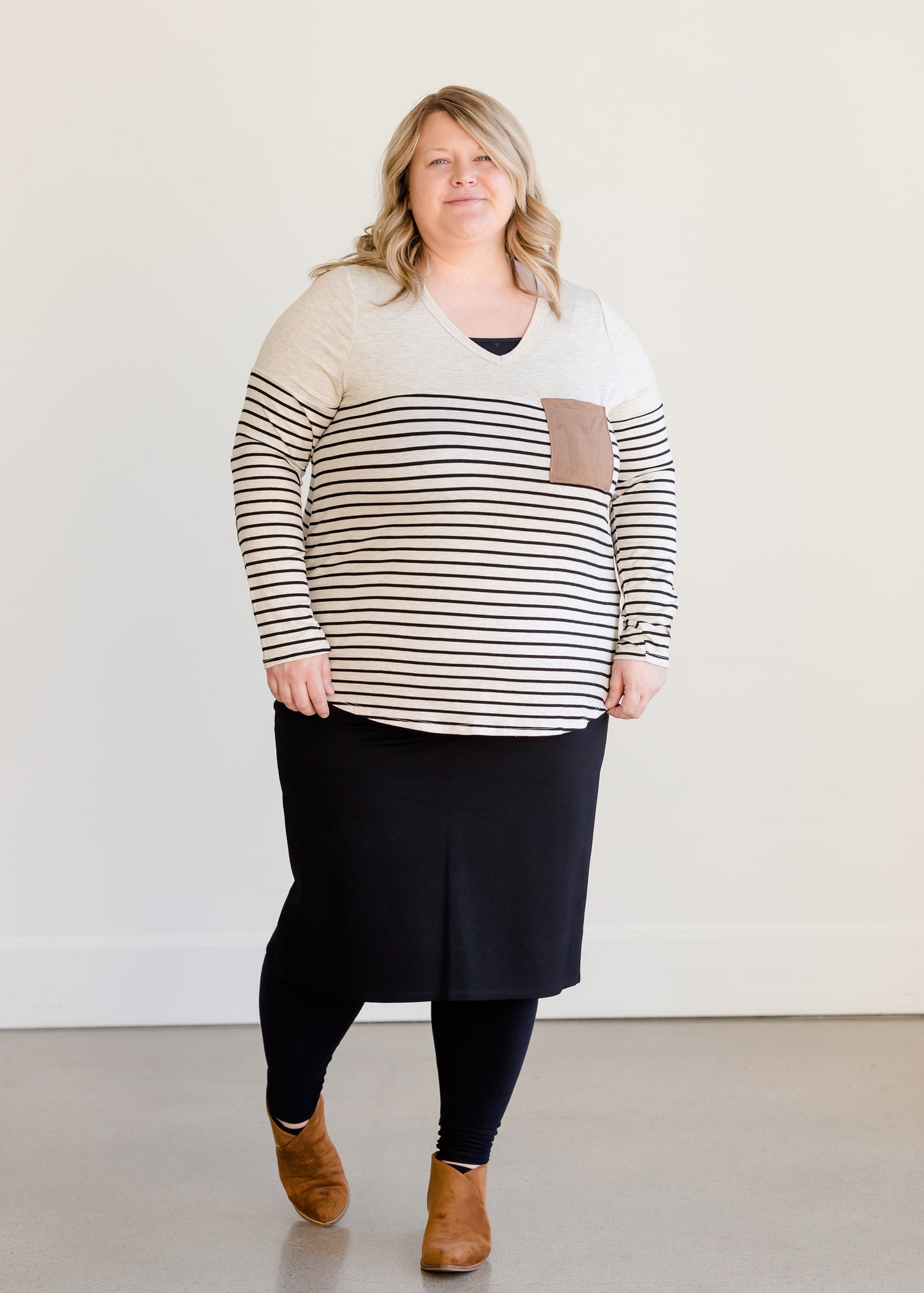 Neutral Print Pocket Top - FINAL SALE Tops